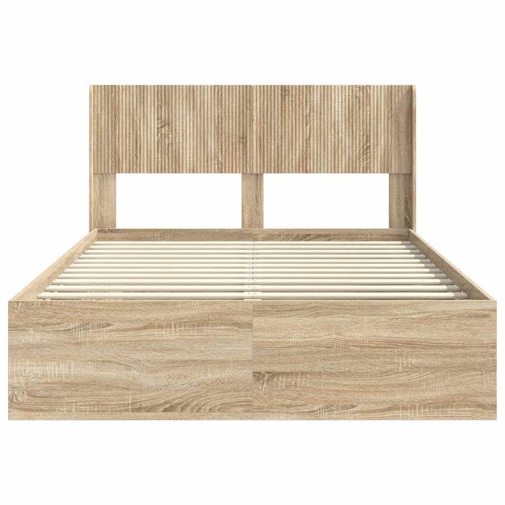Bettgestell mit Stauraum und Kopfteil Sonoma-Eiche 120 x 190 cm