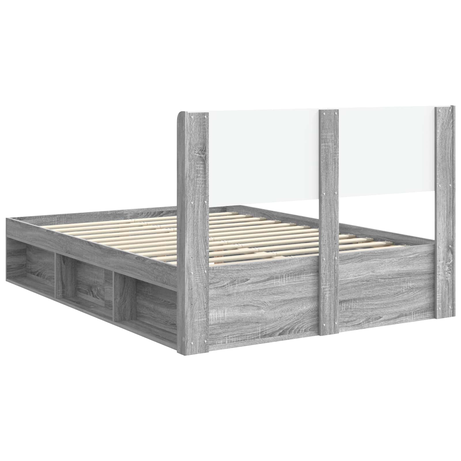 Bettgestell mit Stauraum und Kopfteil Grau Sonoma 120 x 190 cm