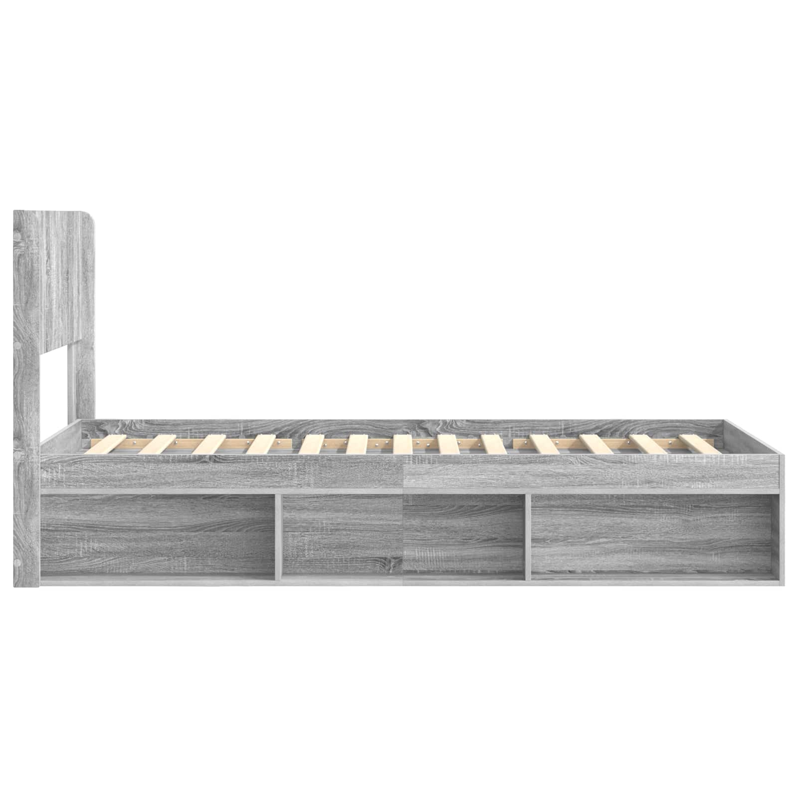 Bettgestell mit Stauraum und Kopfteil Grau Sonoma 100 x 200 cm