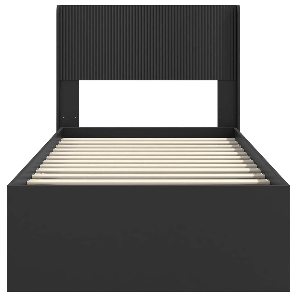 Bettgestell mit Stauraum und Kopfteil Schwarz 90 x 200 cm