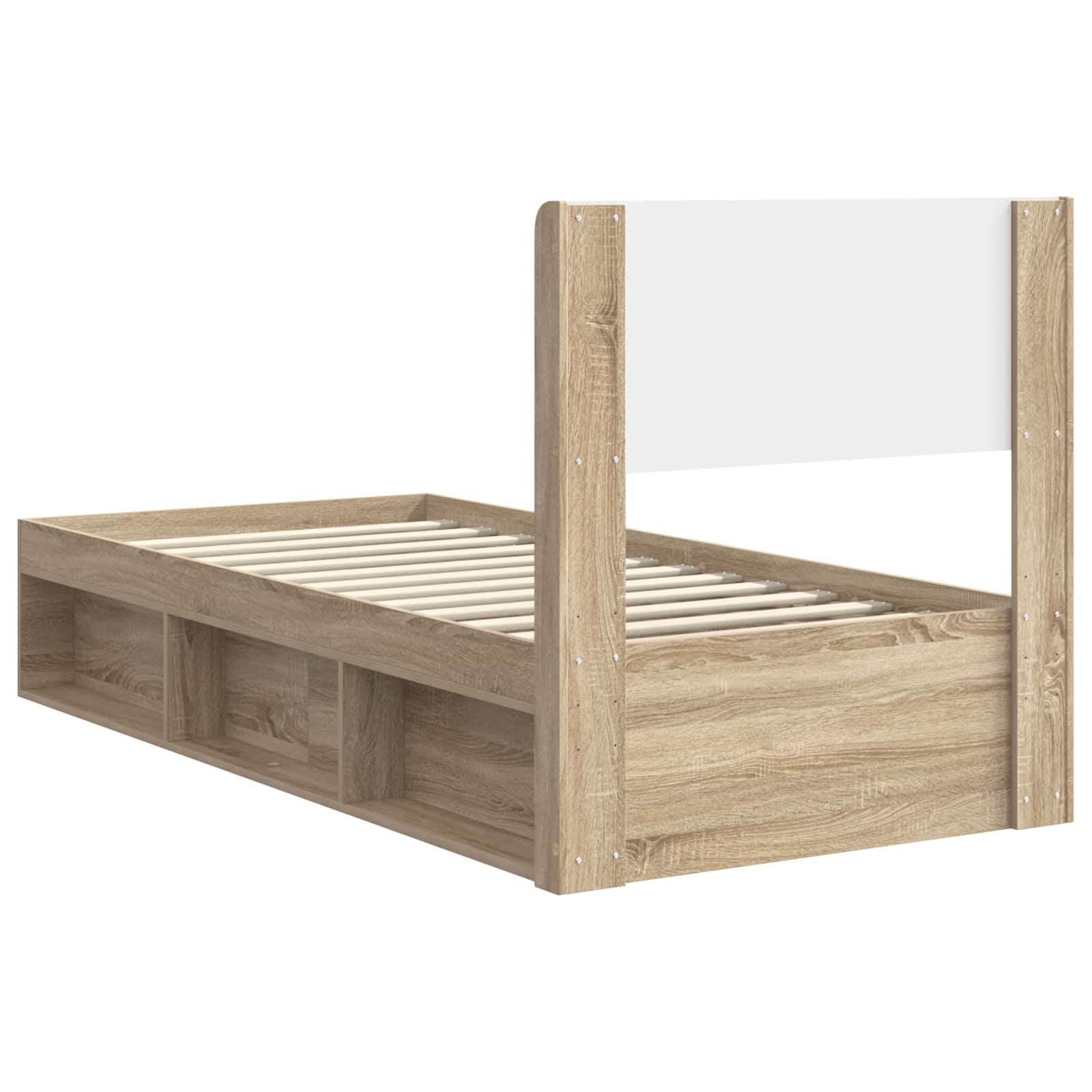 Bettgestell mit Stauraum und Kopfteil 3 pcs Holzwerkstoff