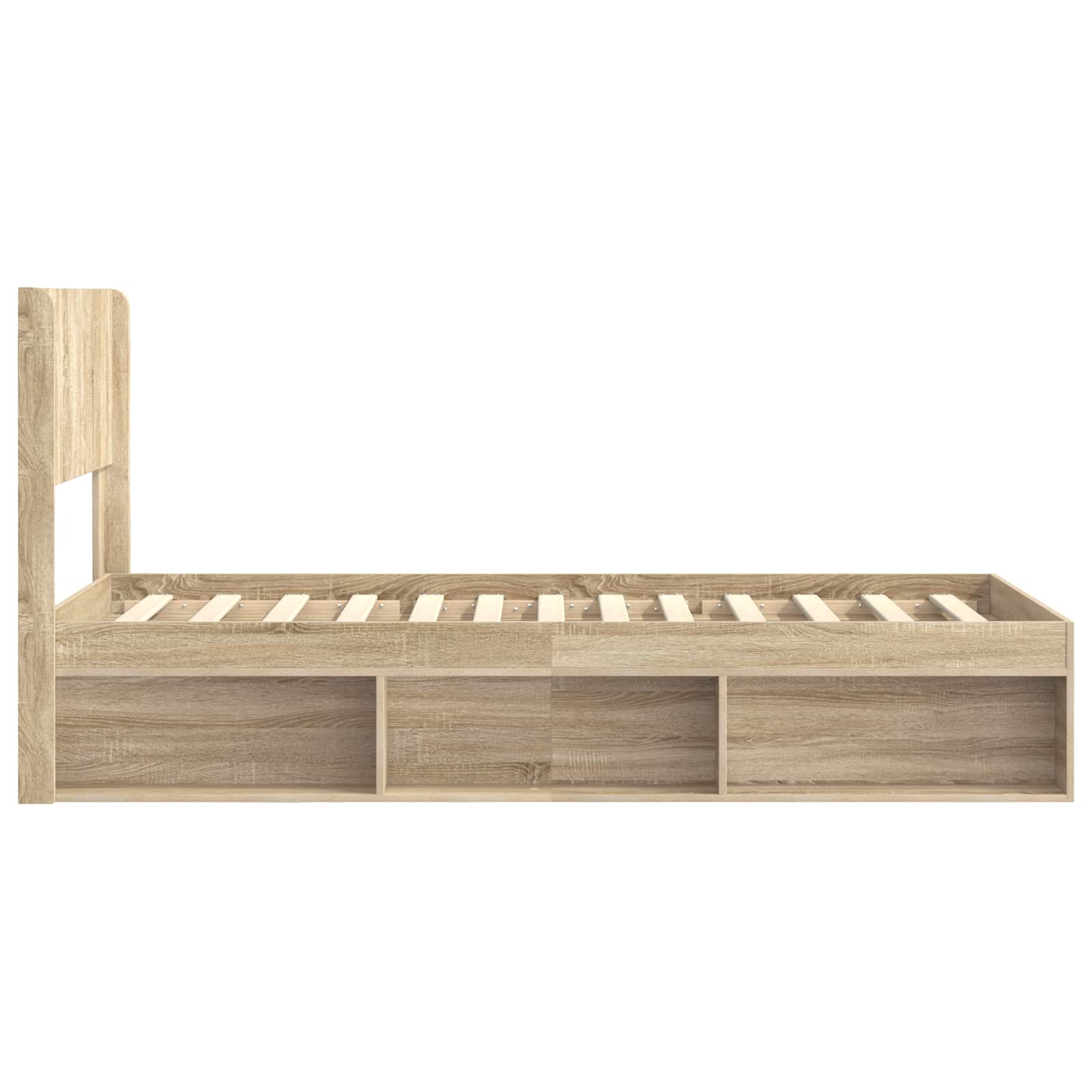 Bettgestell mit Stauraum und Kopfteil 3 pcs Holzwerkstoff