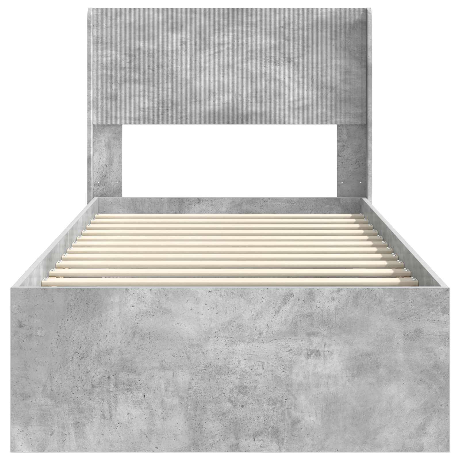 Bettgestell mit Stauraum und Kopfteil Betongrau 90 x 200 cm