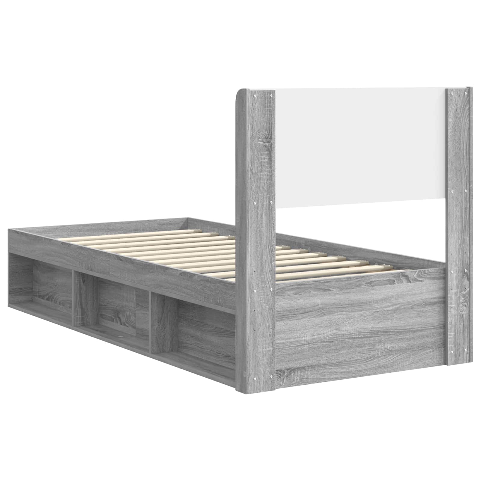 Bettgestell mit Stauraum und Kopfteil 3 pcs Holzwerkstoff
