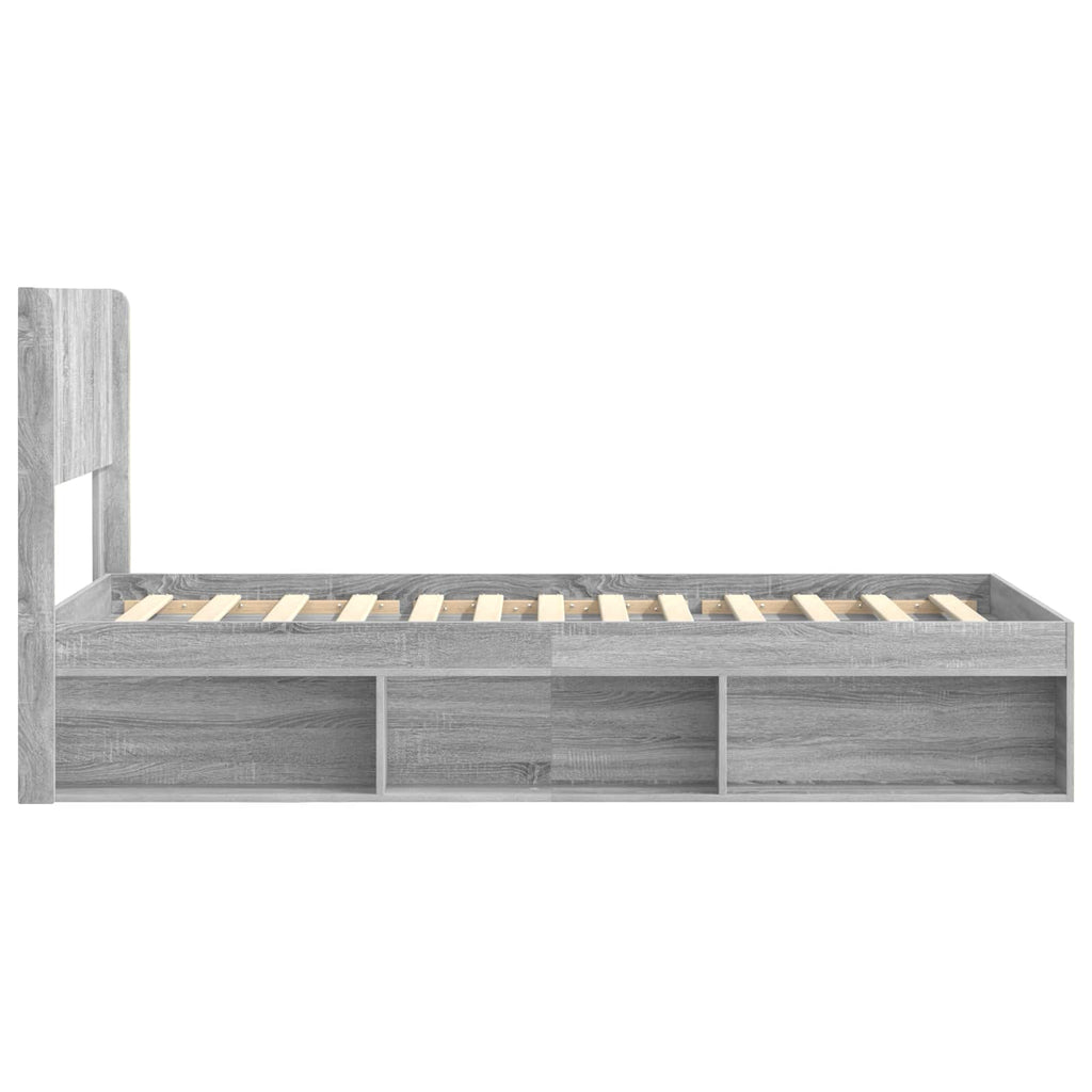 Bettgestell mit Stauraum und Kopfteil 3 pcs Holzwerkstoff
