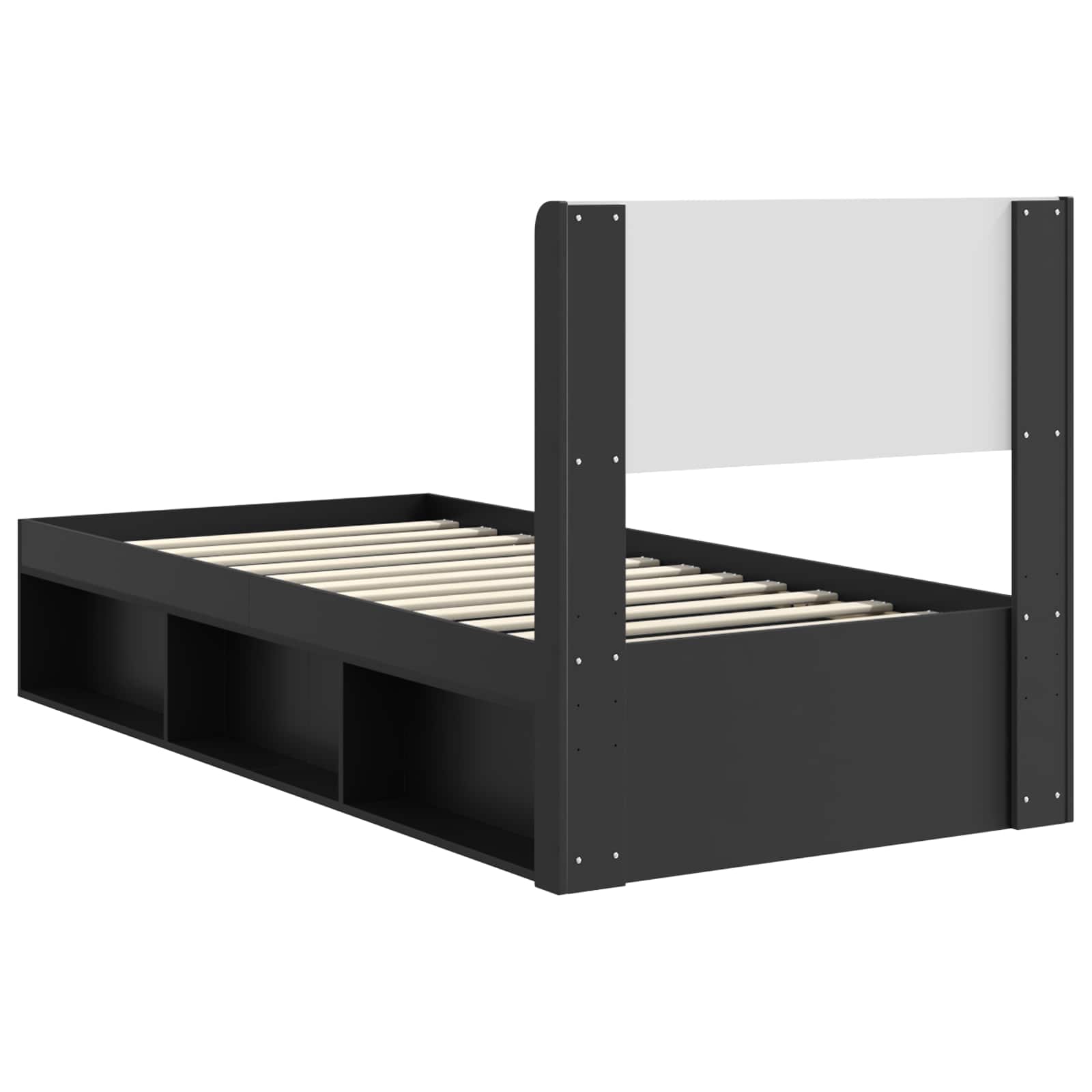 Bettgestell mit Stauraum und Kopfteil Schwarz 90 x 190 cm
