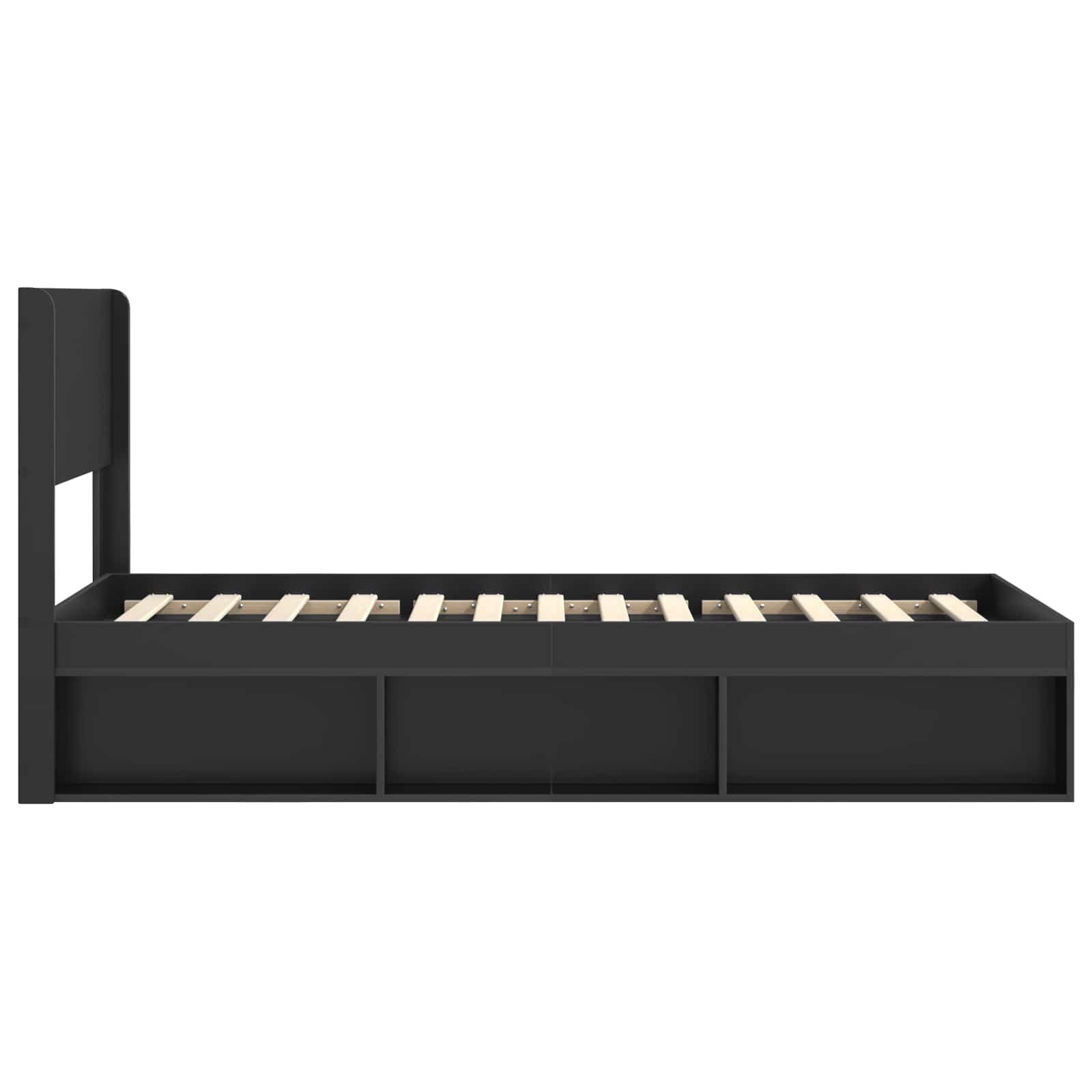 Bettgestell mit Stauraum und Kopfteil Schwarz 90 x 190 cm