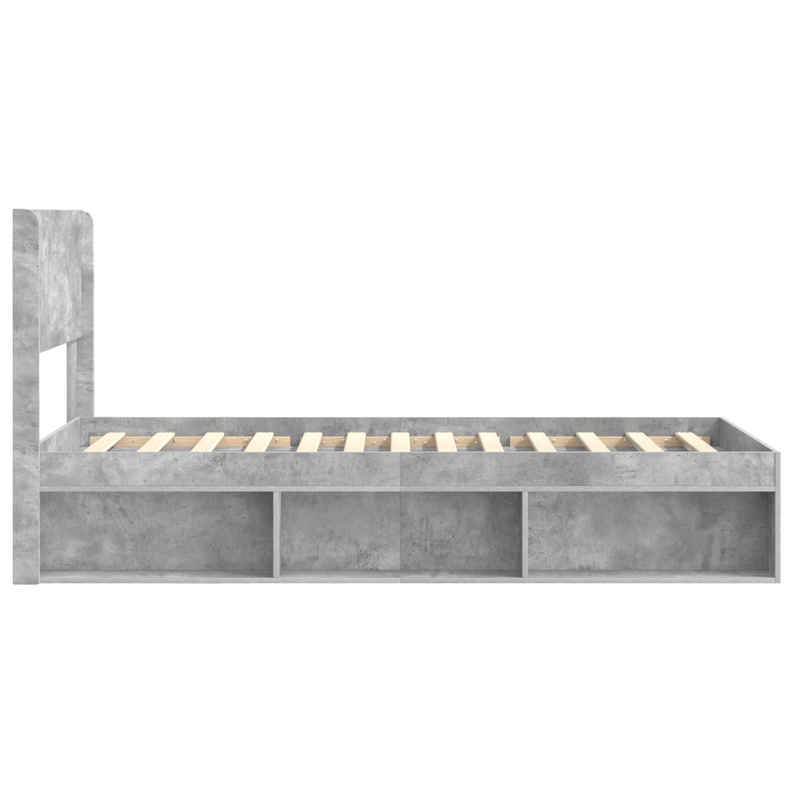 Bettgestell mit Stauraum und Kopfteil Betongrau 90 x 190 cm