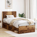 Bettgestell mit Stauraum und Kopfteil Altholz 90 x 190 cm