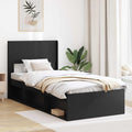 Bettgestell mit Stauraum und Kopfteil Schwarz 75 x 190 cm