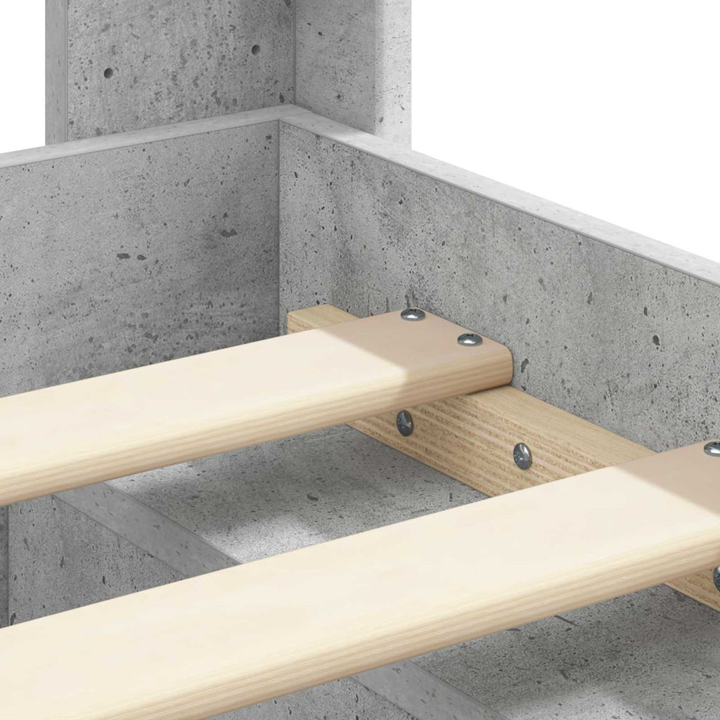 Bettgestell mit Stauraum und Kopfteil Betongrau 75 x 190 cm