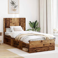 Bettgestell mit Stauraum und Kopfteil Altholz 75 x 190 cm