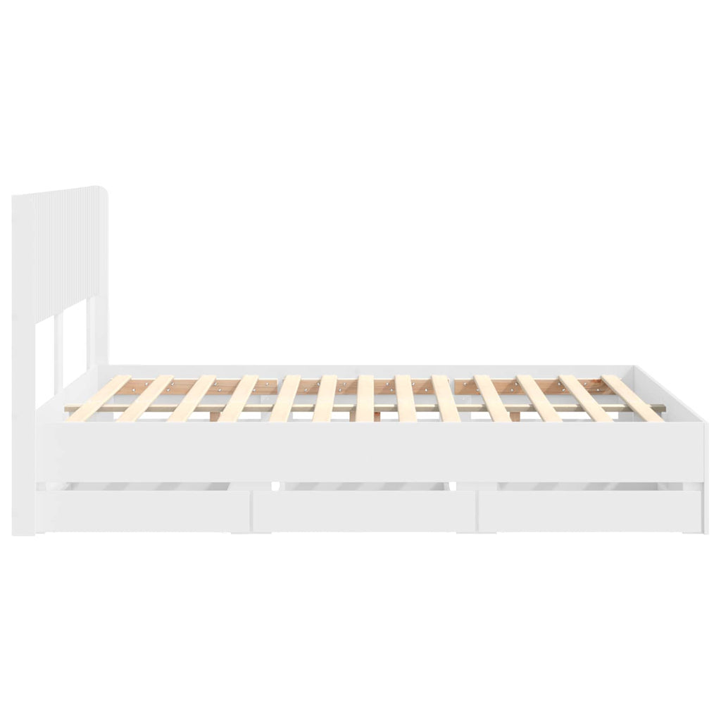 Bettgestell mit Stauraum und Kopfteil Weiß 160 x 200 cm