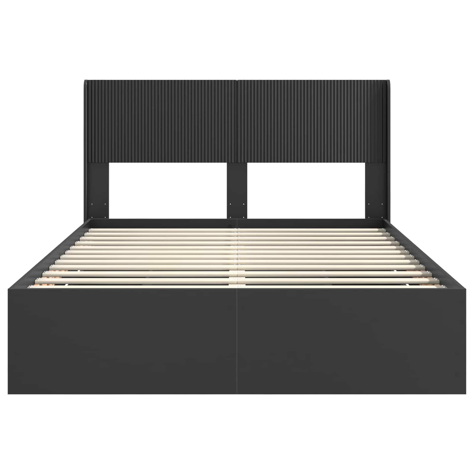 Bettgestell mit Stauraum und Kopfteil Schwarz 160 x 200 cm