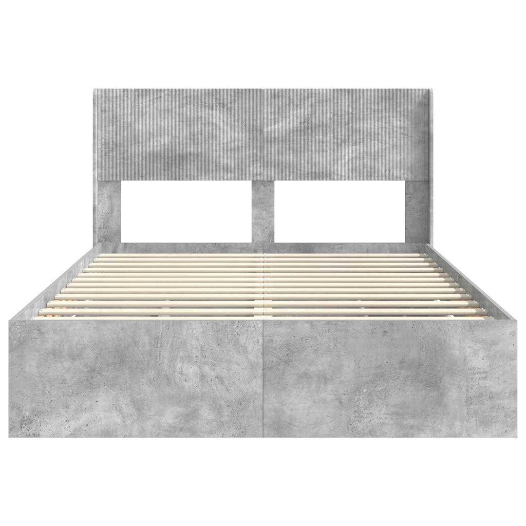 Bettgestell mit Stauraum und Kopfteil Betongrau 160 x 200 cm