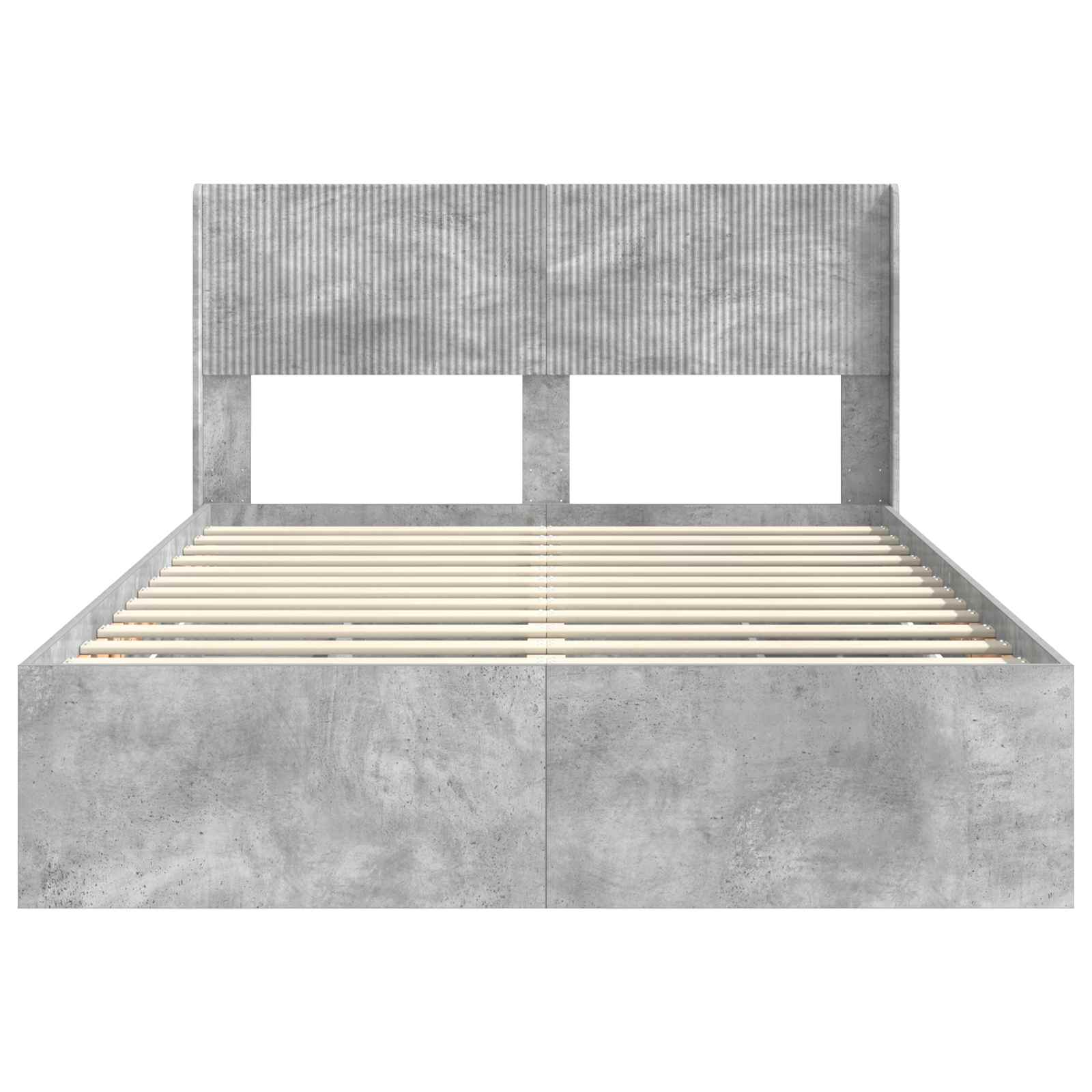 Bettgestell mit Stauraum und Kopfteil Betongrau 160 x 200 cm
