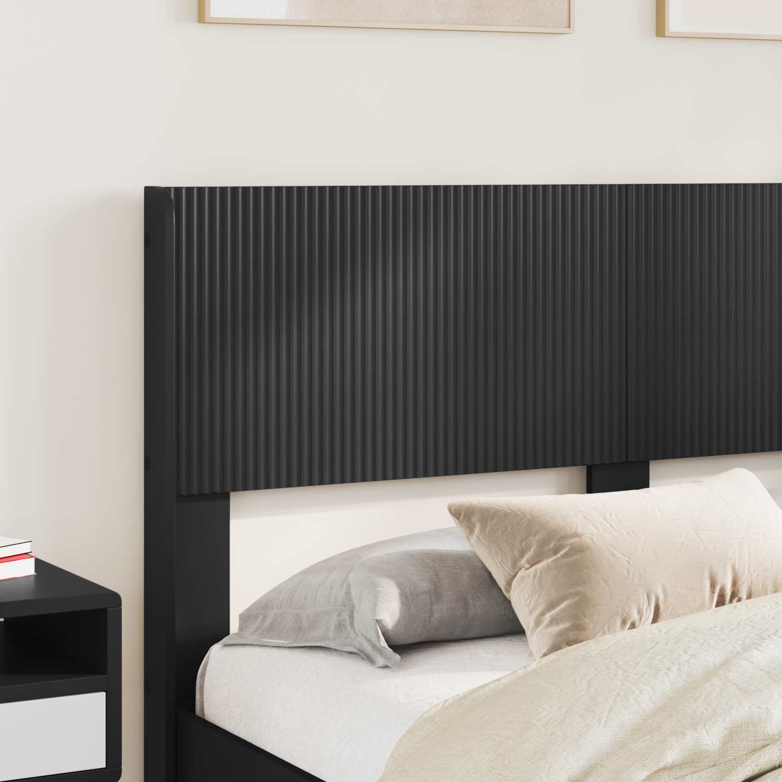 Bettgestell mit Stauraum und Kopfteil Schwarz 140 x 190 cm
