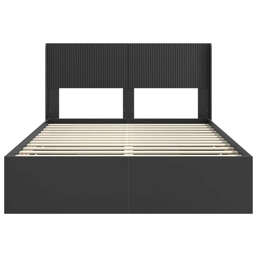 Bettgestell mit Stauraum und Kopfteil Schwarz 140 x 190 cm