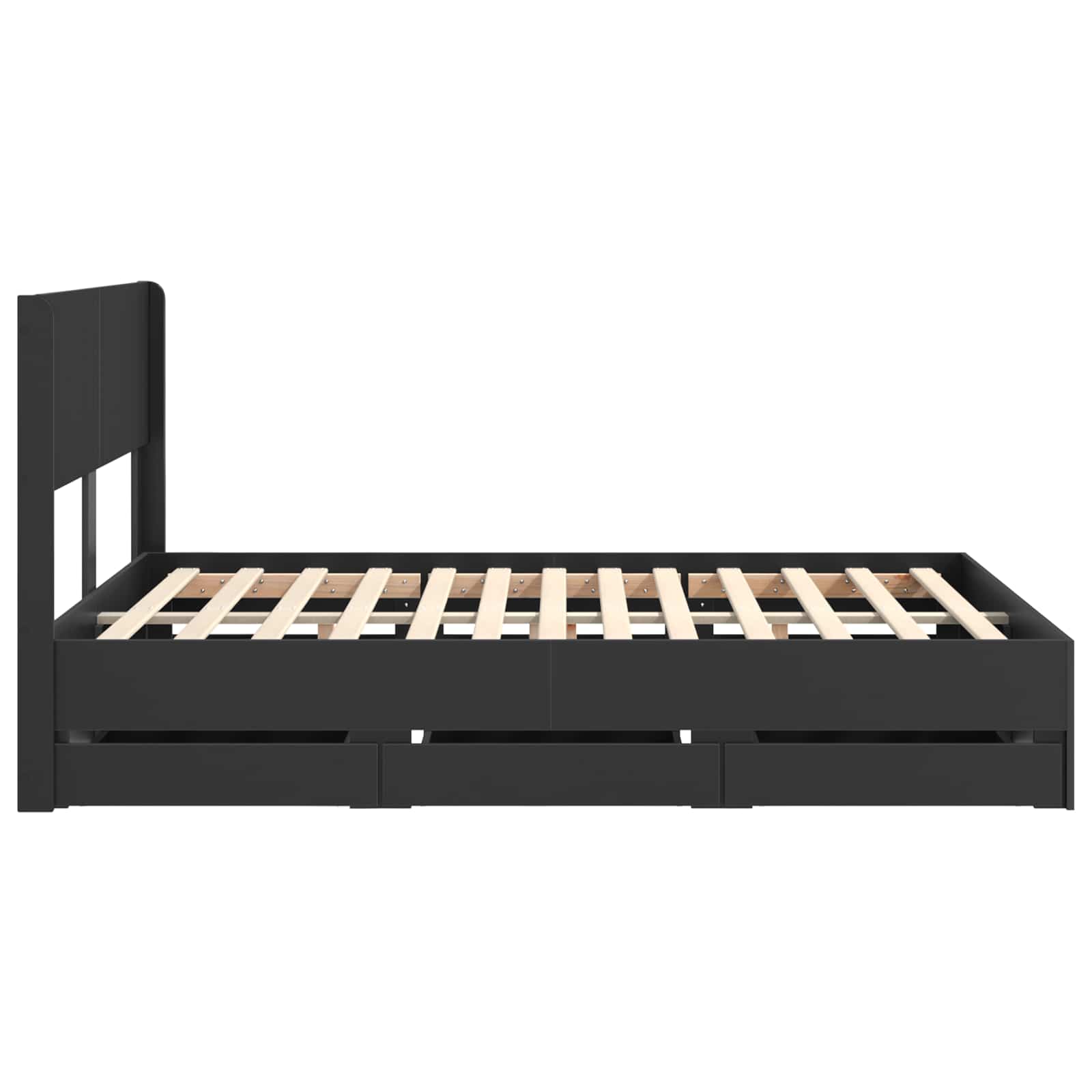 Bettgestell mit Stauraum und Kopfteil Schwarz 140 x 190 cm