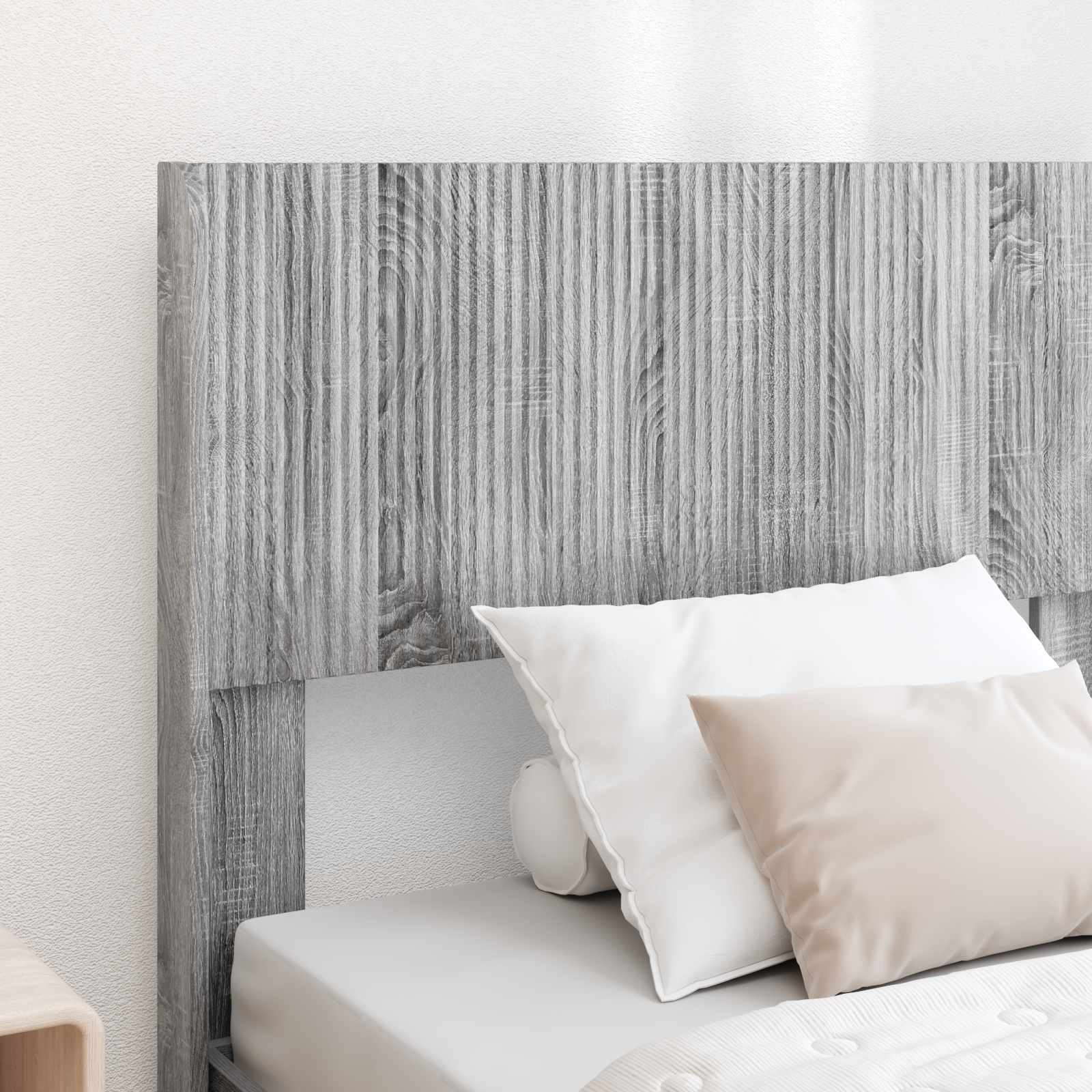 Bettgestell mit Stauraum und Kopfteil Graues Sonoma 75 x 190 cm