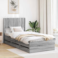 Bettgestell mit Stauraum und Kopfteil Graues Sonoma 75 x 190 cm