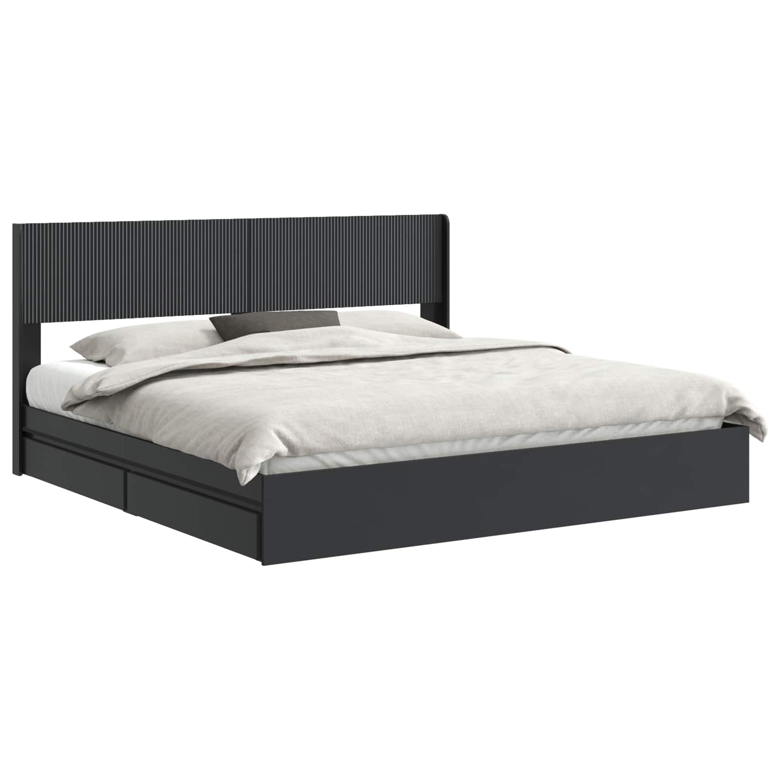 Bettgestell mit Stauraum und Kopfteil 3 pcs Holzwerkstoff
