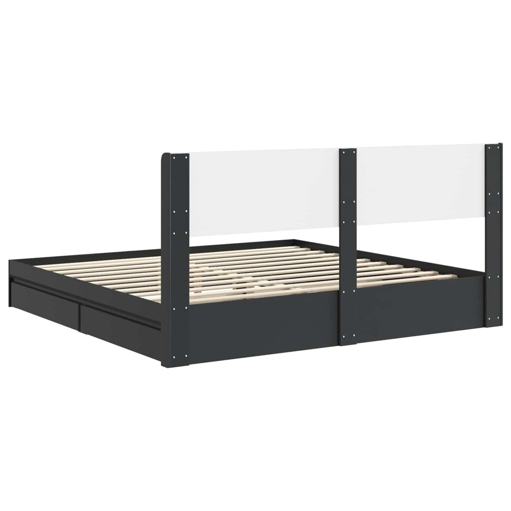 Bettgestell mit Stauraum und Kopfteil 3 pcs Holzwerkstoff