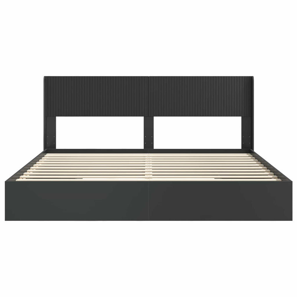 Bettgestell mit Stauraum und Kopfteil 3 pcs Holzwerkstoff