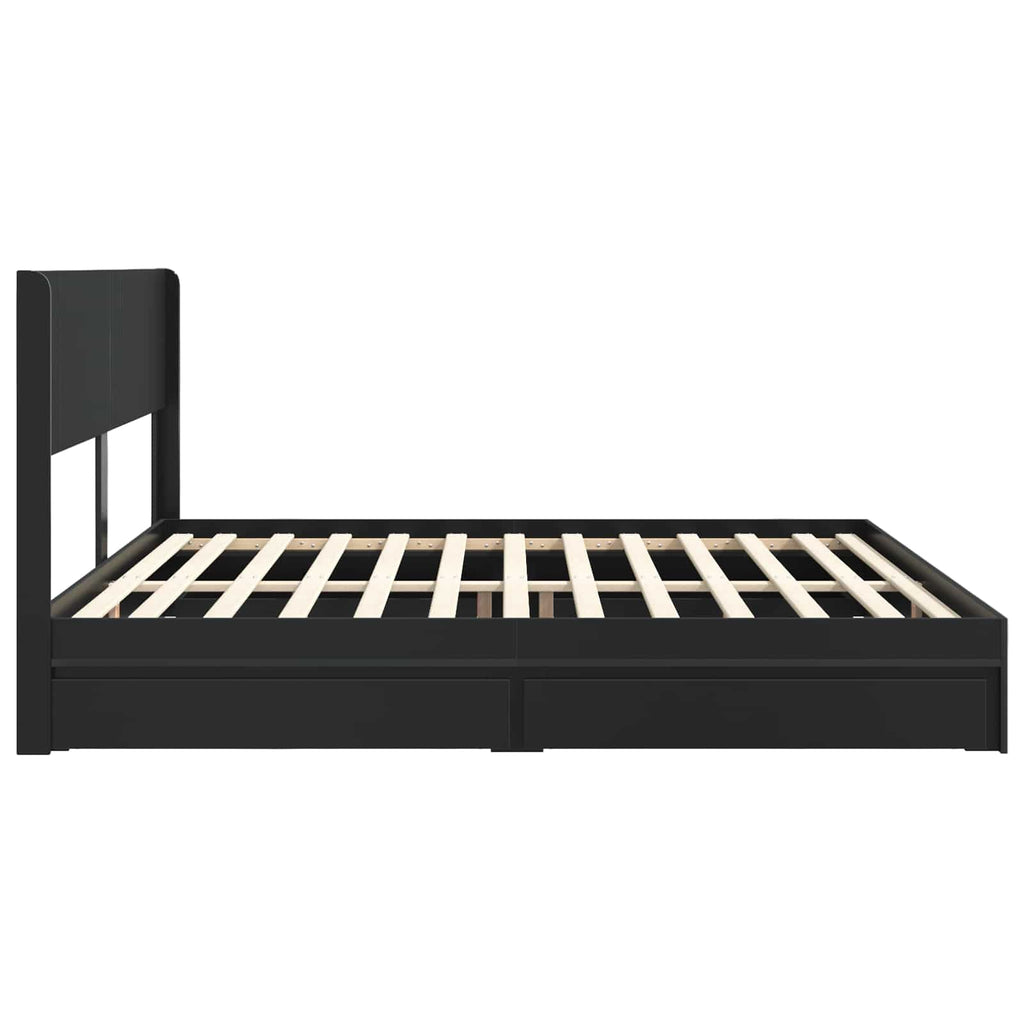 Bettgestell mit Stauraum und Kopfteil 3 pcs Holzwerkstoff