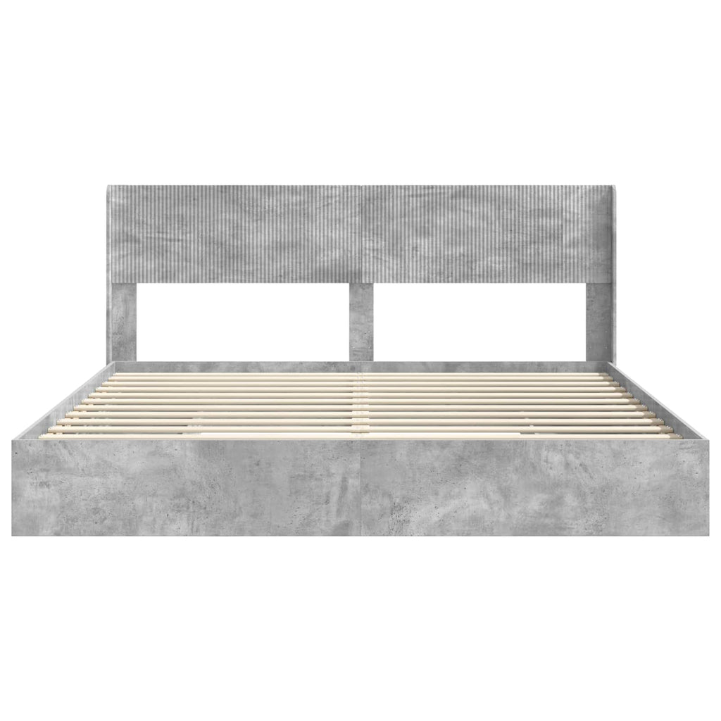 Bettgestell mit Stauraum und Kopfteil 3 pcs Holzwerkstoff
