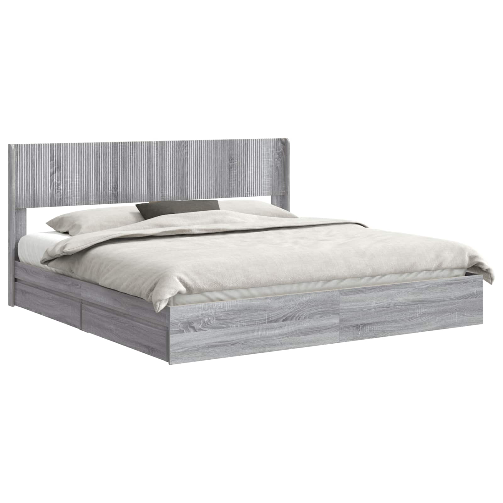 Bettgestell mit Stauraum und Kopfteil 3 pcs Holzwerkstoff