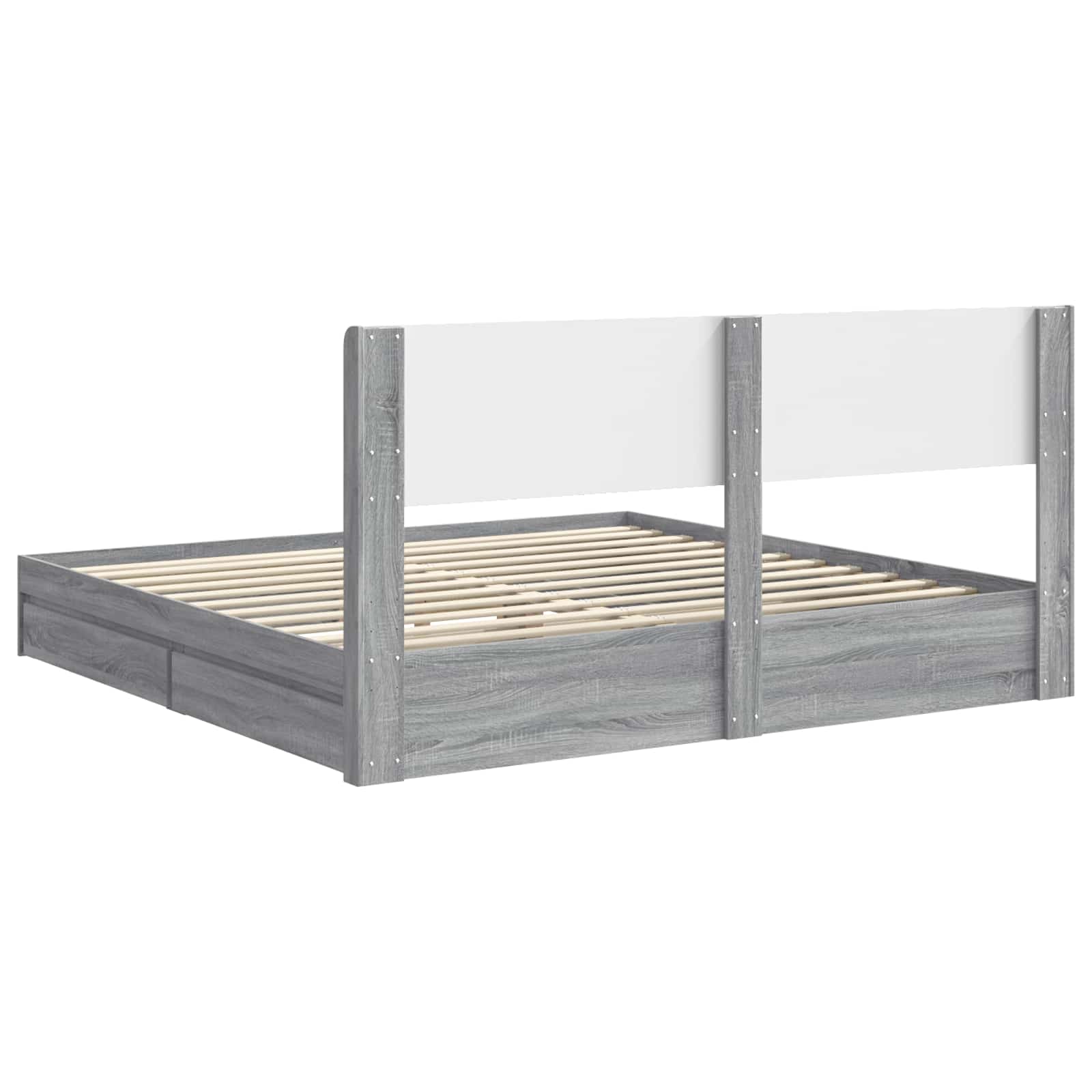 Bettgestell mit Stauraum und Kopfteil 3 pcs Holzwerkstoff
