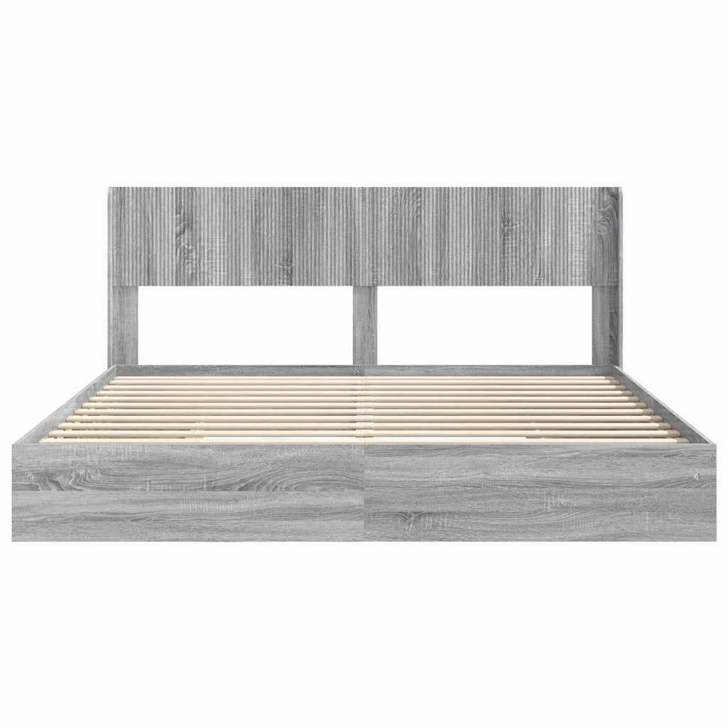 Bettgestell mit Stauraum und Kopfteil 3 pcs Holzwerkstoff