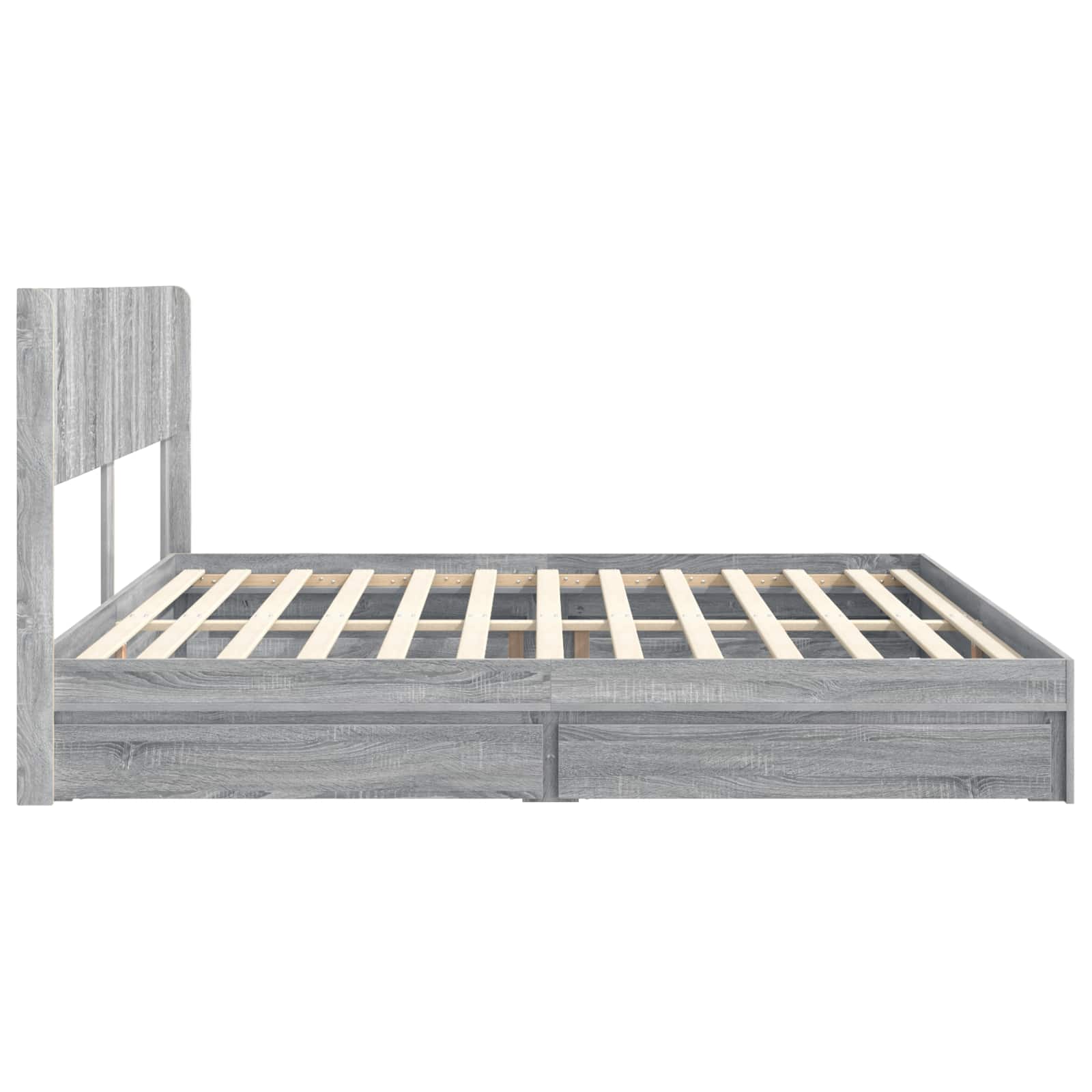 Bettgestell mit Stauraum und Kopfteil 3 pcs Holzwerkstoff