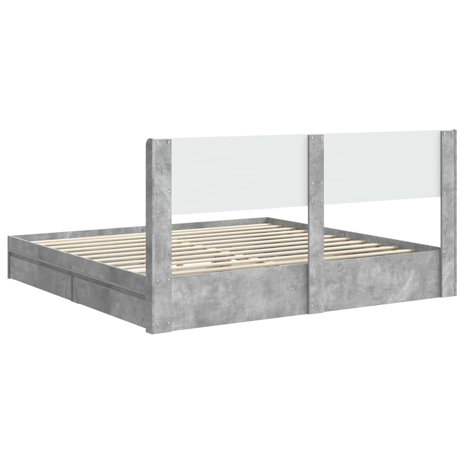 Bettgestell mit Stauraum und Kopfteil Betongrau 180 x 200 cm
