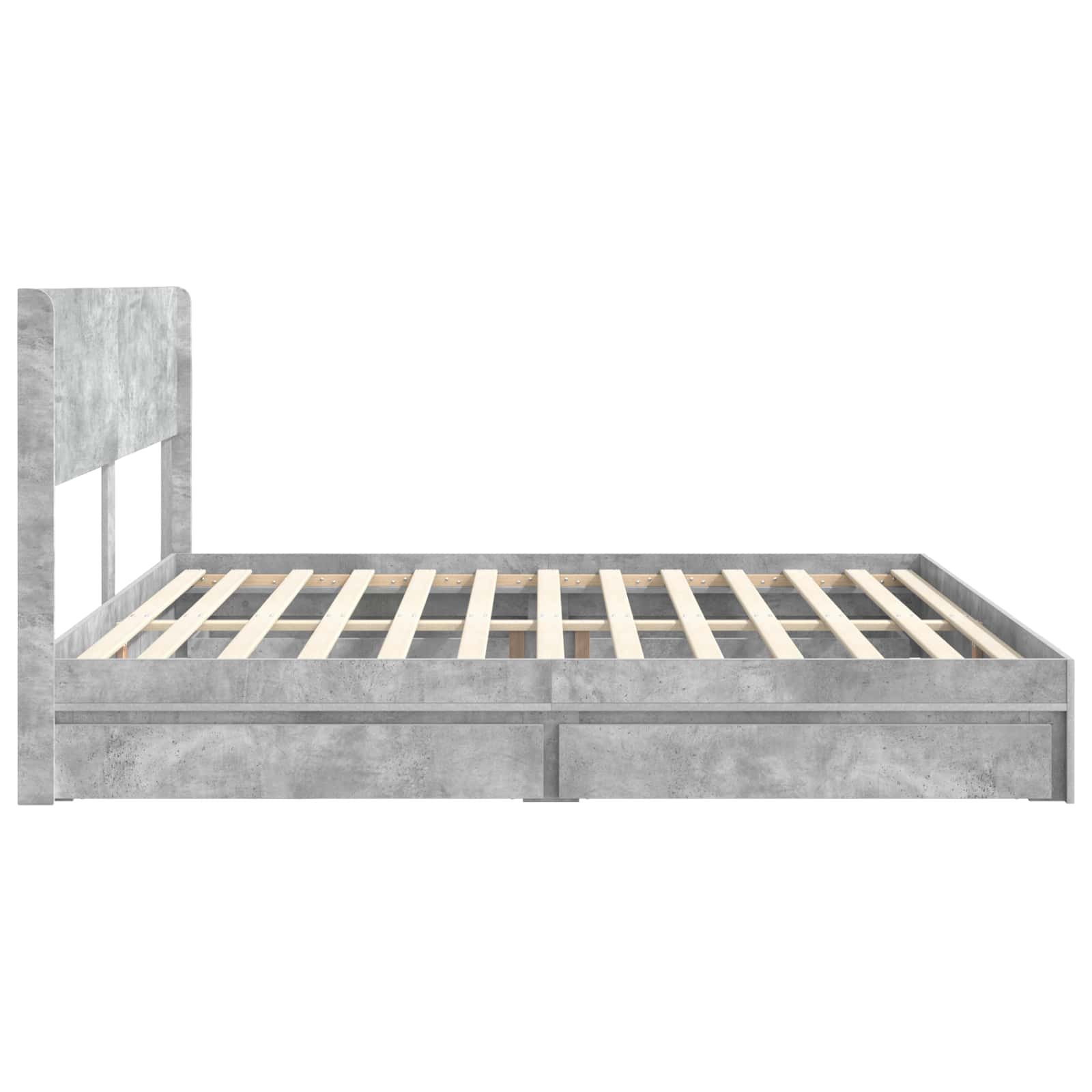Bettgestell mit Stauraum und Kopfteil Betongrau 180 x 200 cm