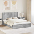 Bettgestell mit Stauraum und Kopfteil Grau Sonoma 160 x 200 cm