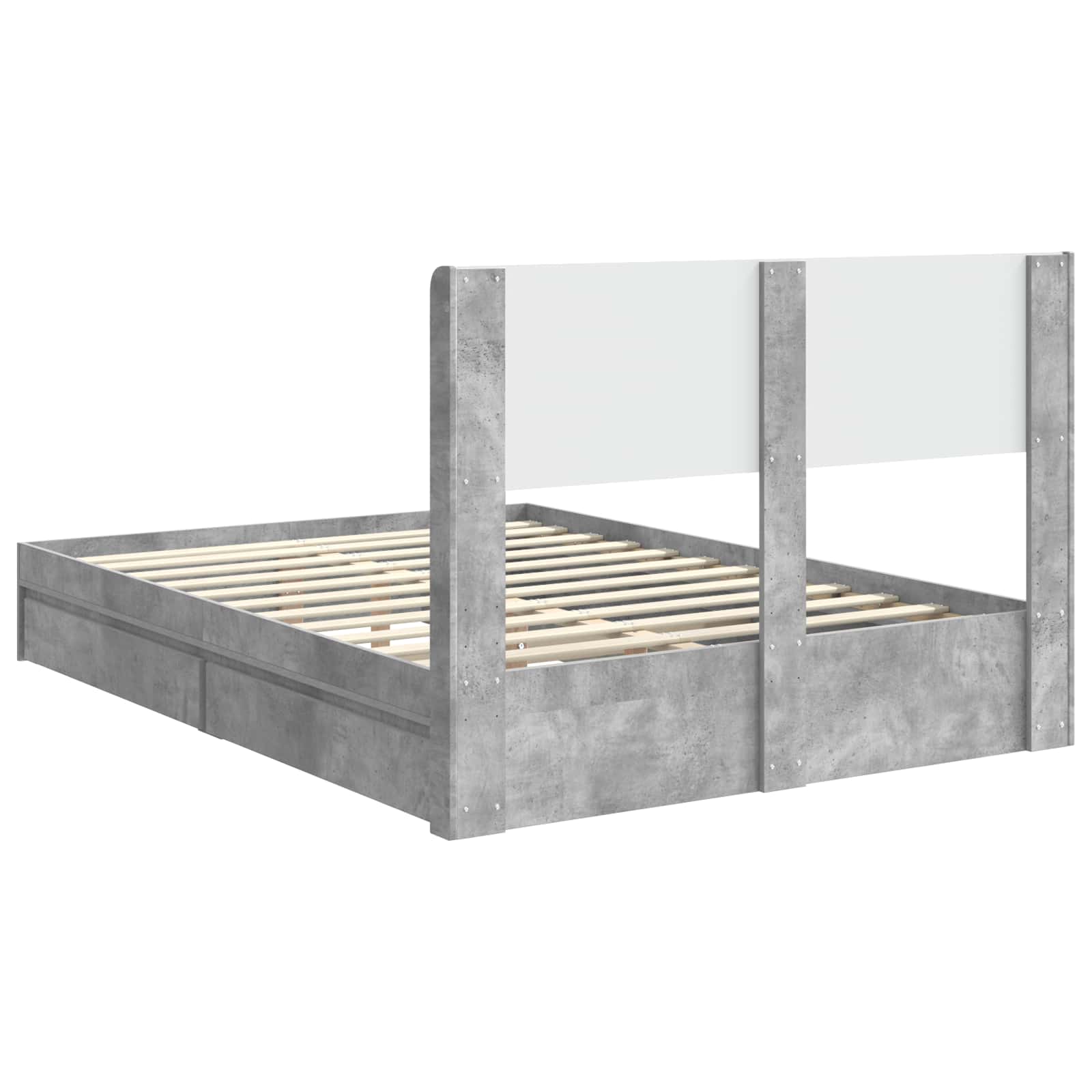 Bettgestell mit Stauraum und Kopfteil Betongrau 150 x 200 cm