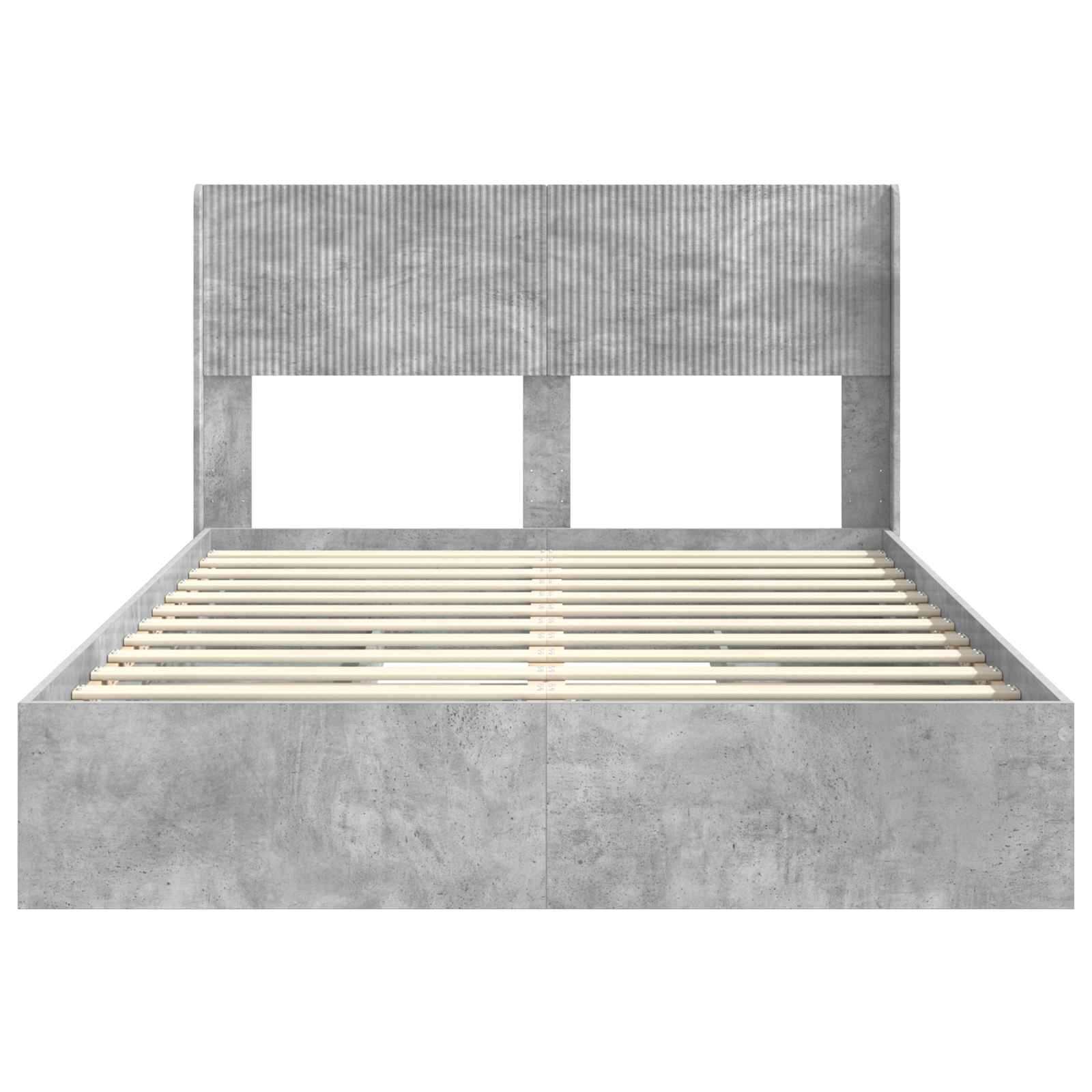 Bettgestell mit Stauraum und Kopfteil Betongrau 150 x 200 cm