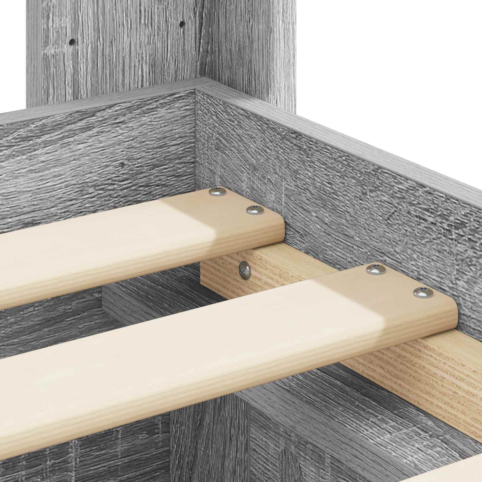 Bettgestell mit Stauraum und Kopfteil Grau Sonoma 150 x 200 cm