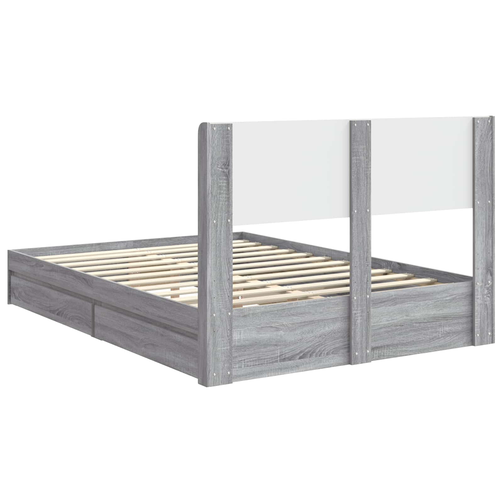 Bettgestell mit Stauraum und Kopfteil Grau Sonoma 140 x 200 cm