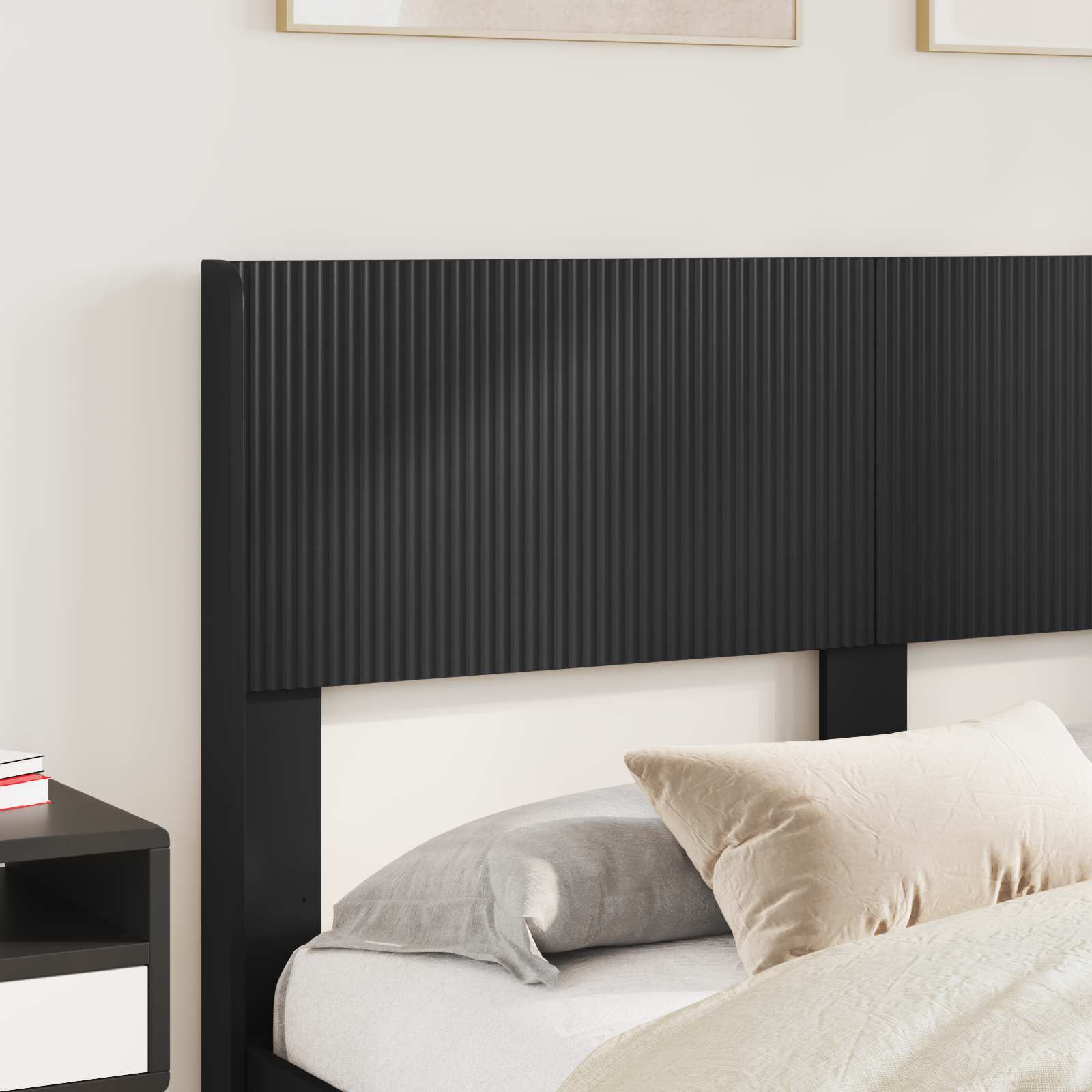 Bettgestell mit Stauraum und Kopfteil Schwarz 135 x 190 cm