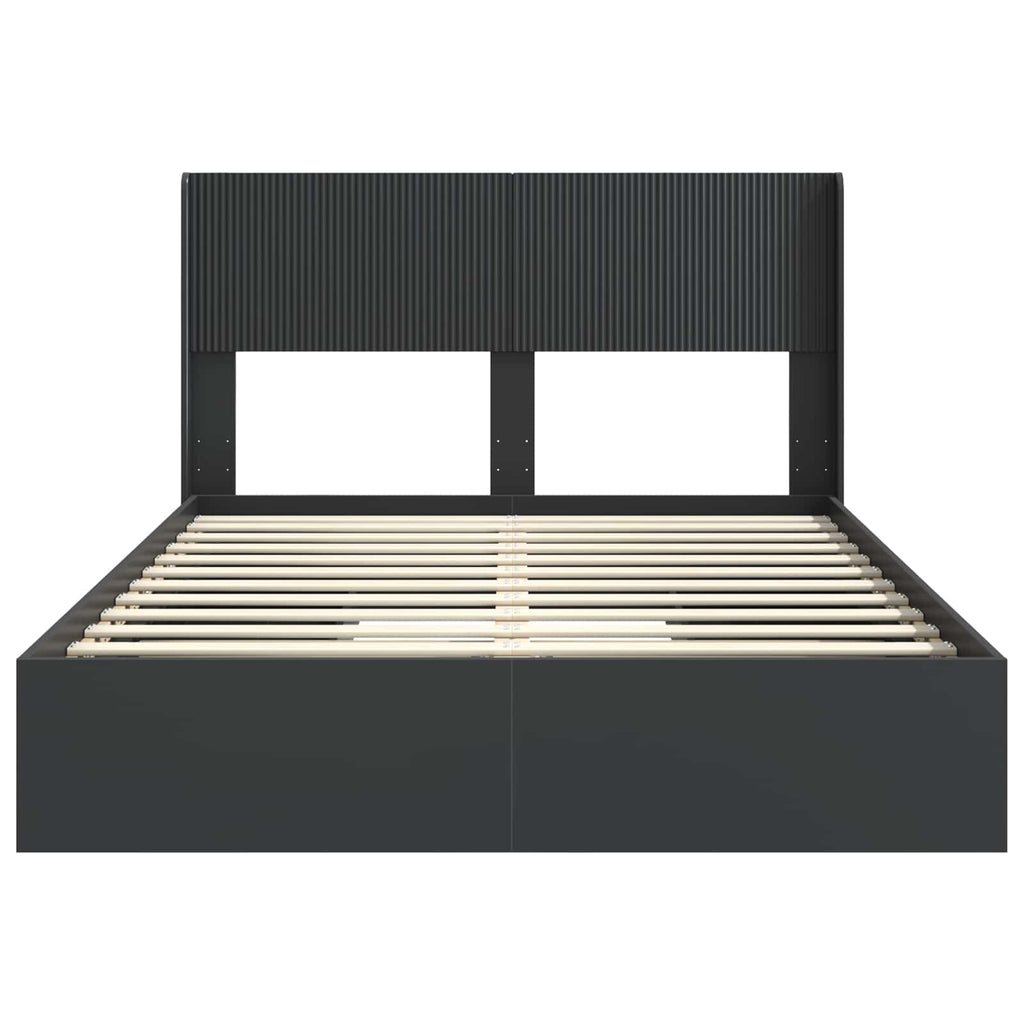 Bettgestell mit Stauraum und Kopfteil Schwarz 135 x 190 cm