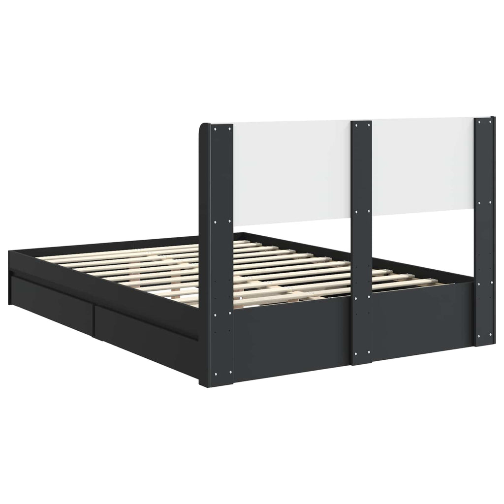 Bettgestell mit Stauraum und Kopfteil Schwarz 120 x 190 cm