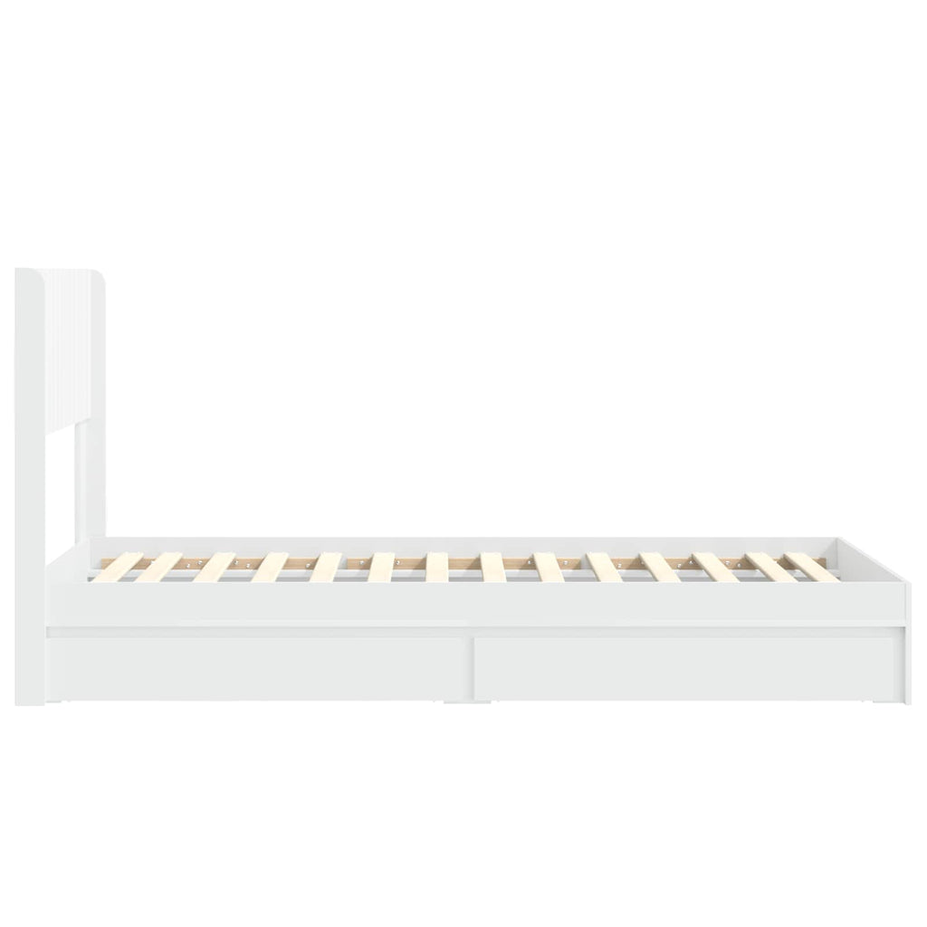 Bettgestell mit Stauraum und Kopfteil Weiß 90 x 200 cm