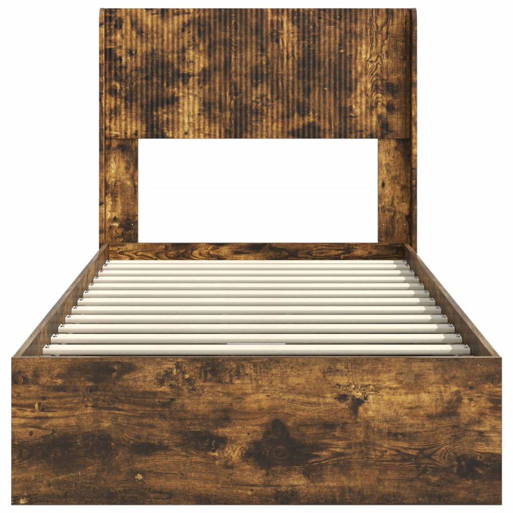 Bettgestell mit Stauraum und Kopfteil 3 pcs Holzwerkstoff