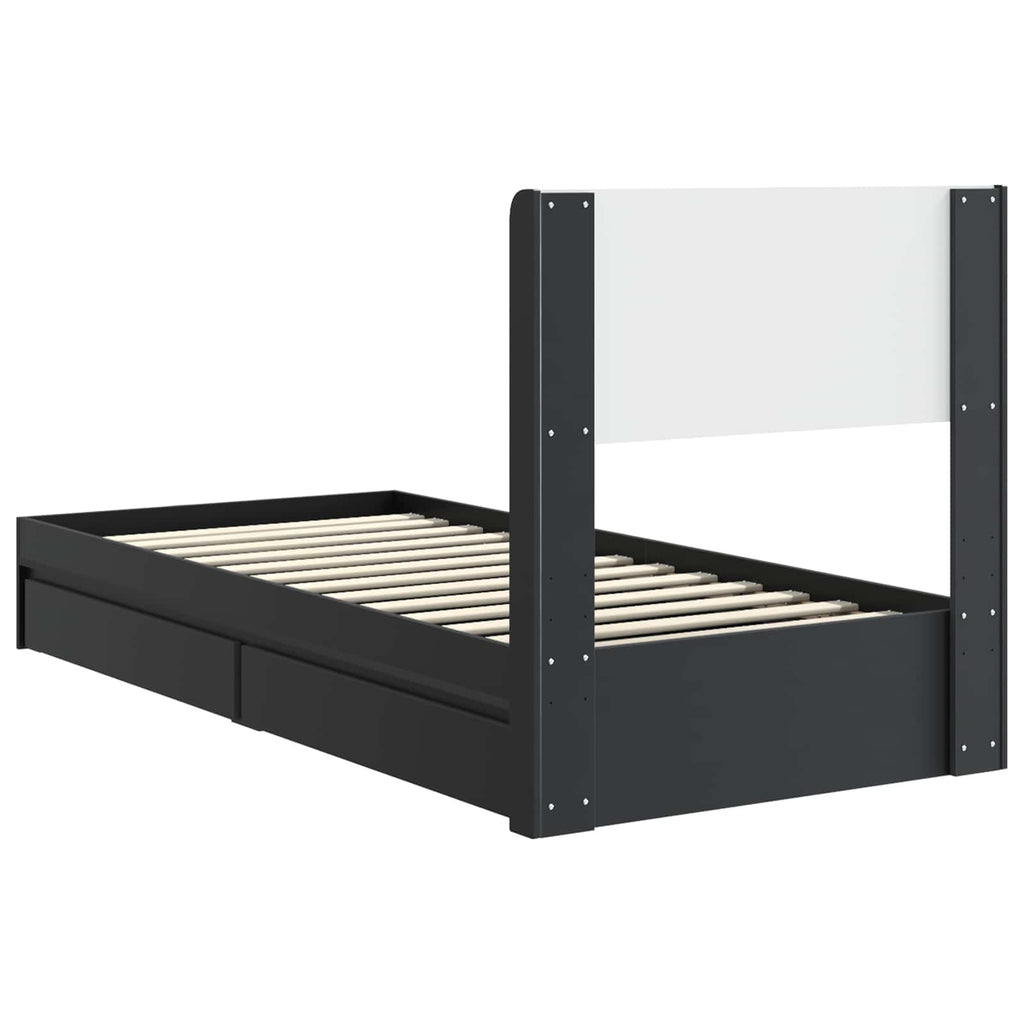 Bettgestell mit Stauraum und Kopfteil Schwarz 90 x 190 cm