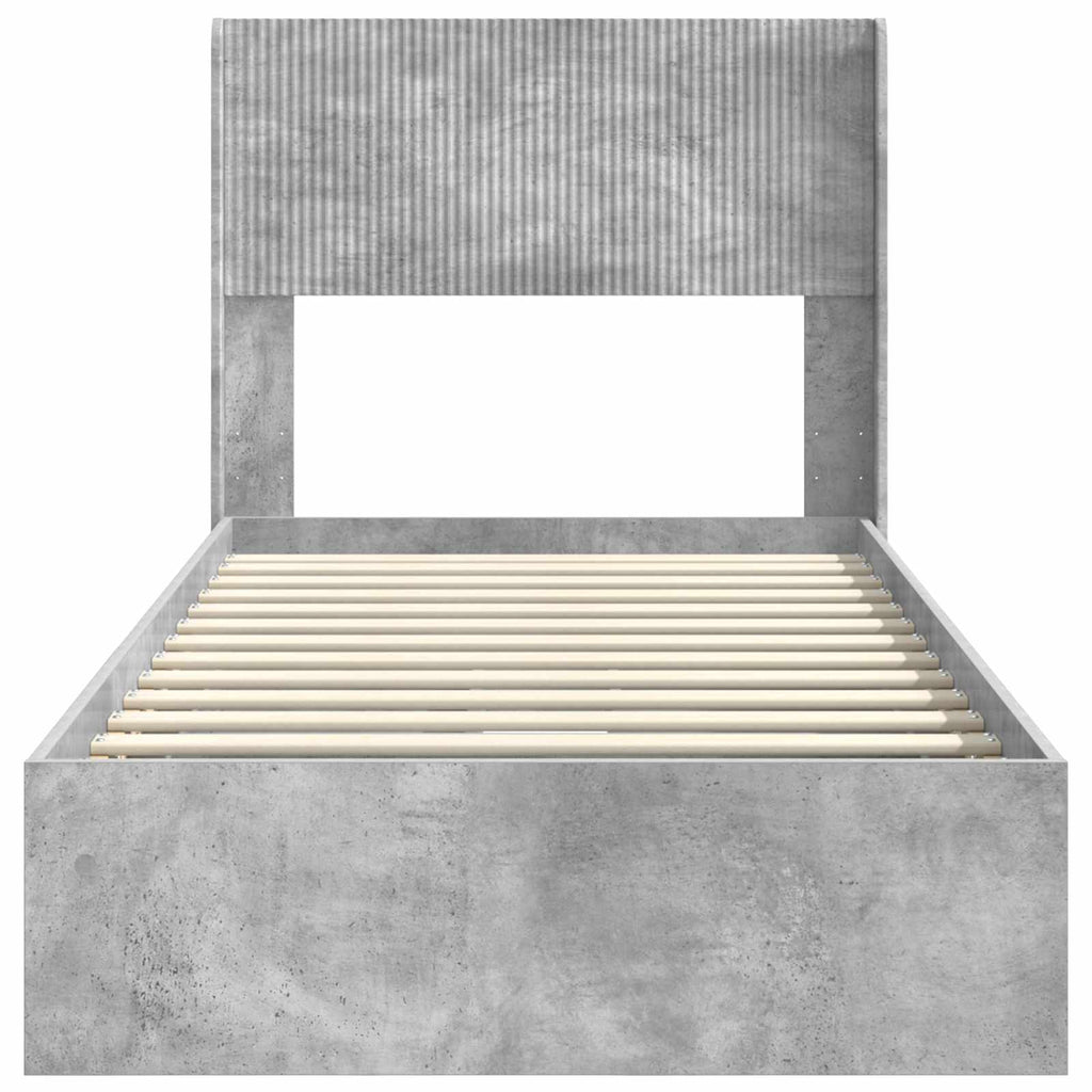 Bettgestell mit Stauraum und Kopfteil Betongrau 90 x 190 cm