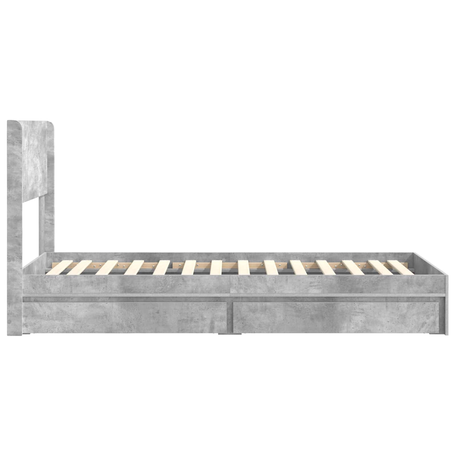 Bettgestell mit Stauraum und Kopfteil Betongrau 90 x 190 cm