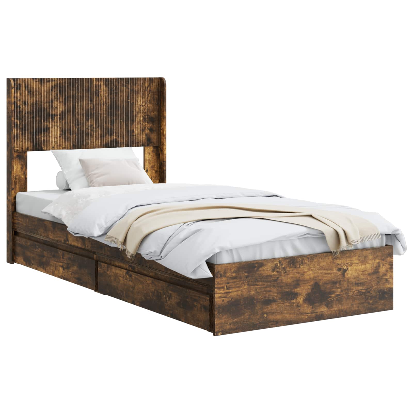 Bettgestell mit Stauraum und Kopfteil 3 pcs Holzwerkstoff